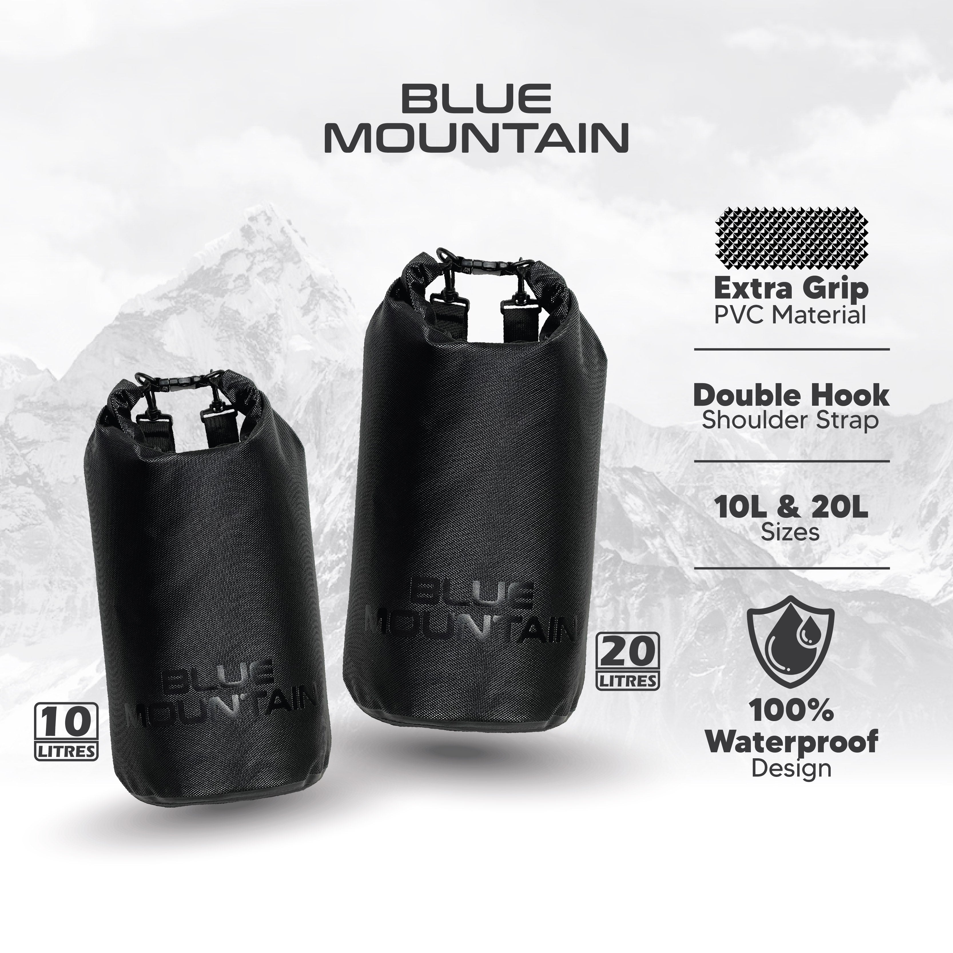 Blue Mountain 10L/20L Dry Bag Outdoor Sports Splashproof Travel Sling Backpack Adjustable Shoulder Strap