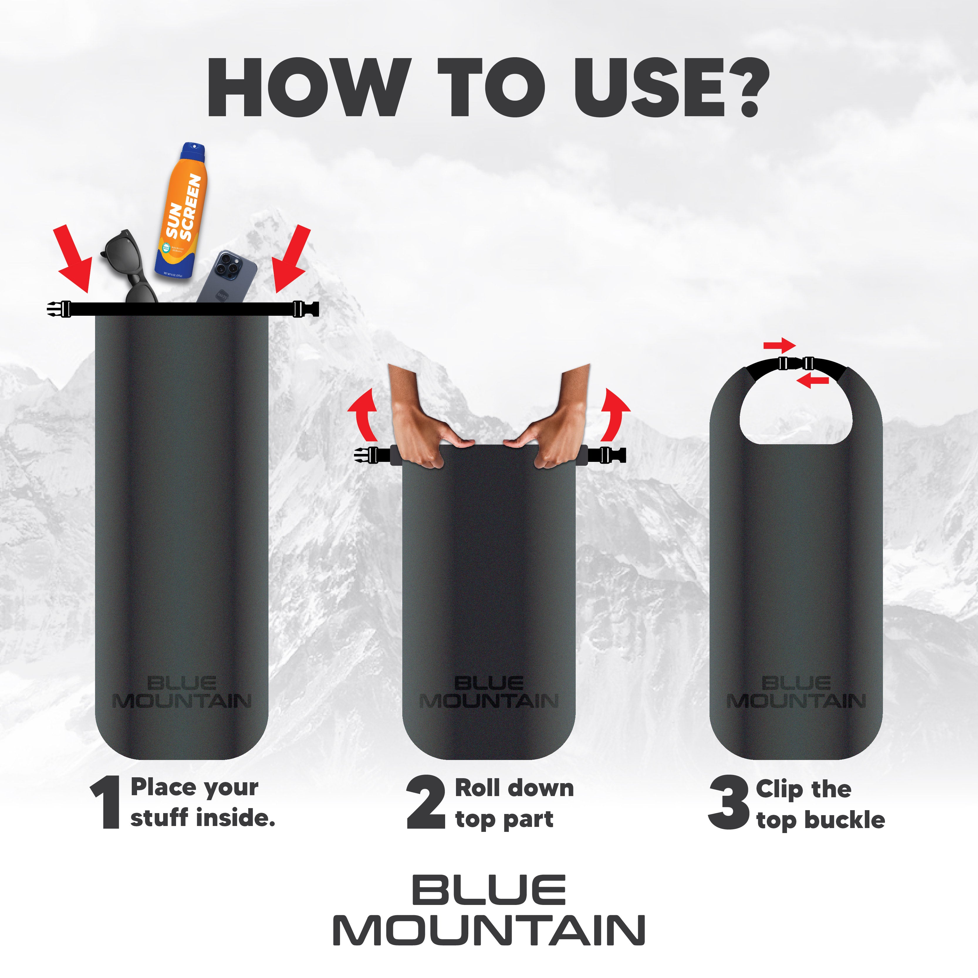 Blue Mountain 10L/20L Dry Bag Outdoor Sports Splashproof Travel Sling Backpack Adjustable Shoulder Strap