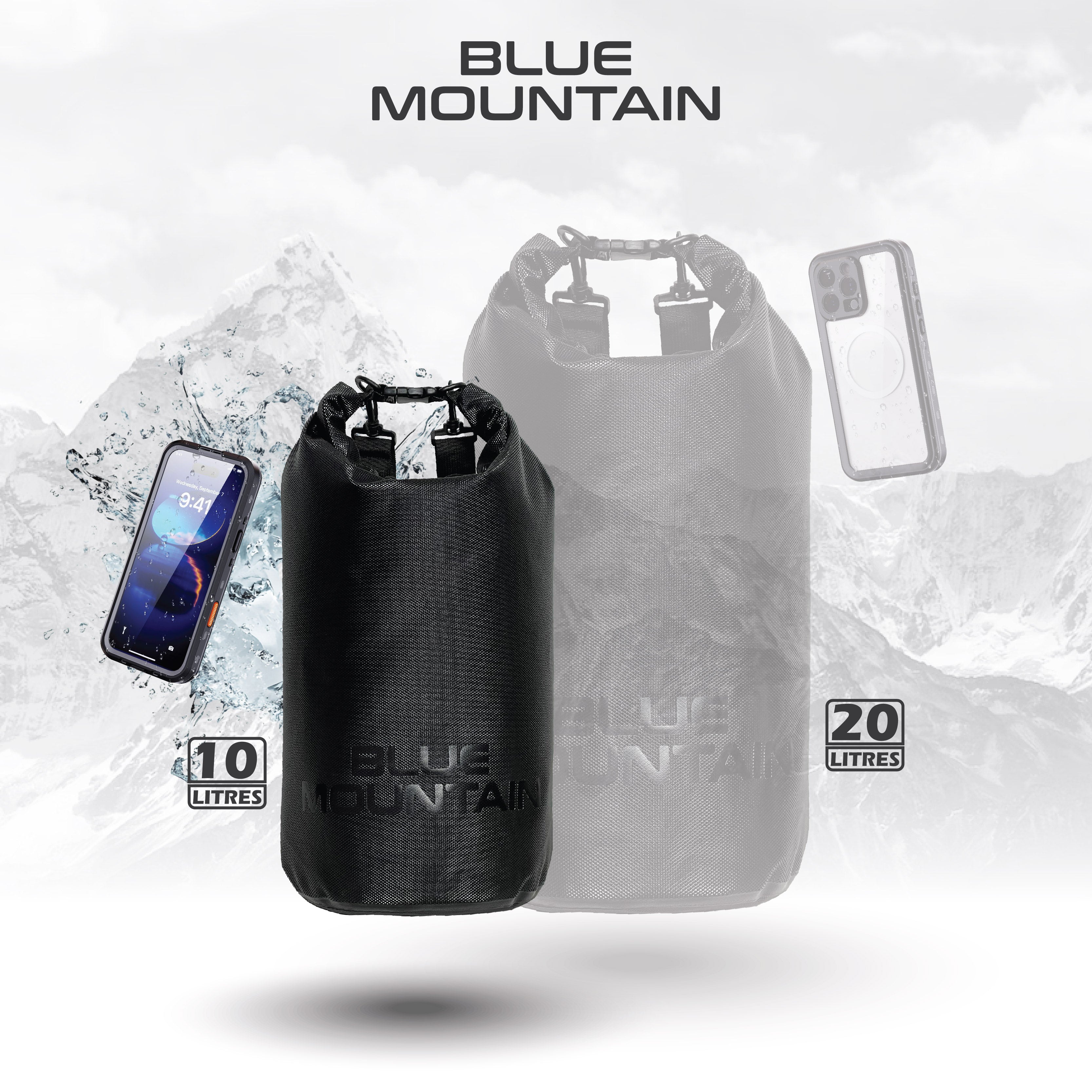 Blue Mountain 10L/20L Dry Bag Outdoor Sports Splashproof Travel Sling Backpack Adjustable Shoulder Strap