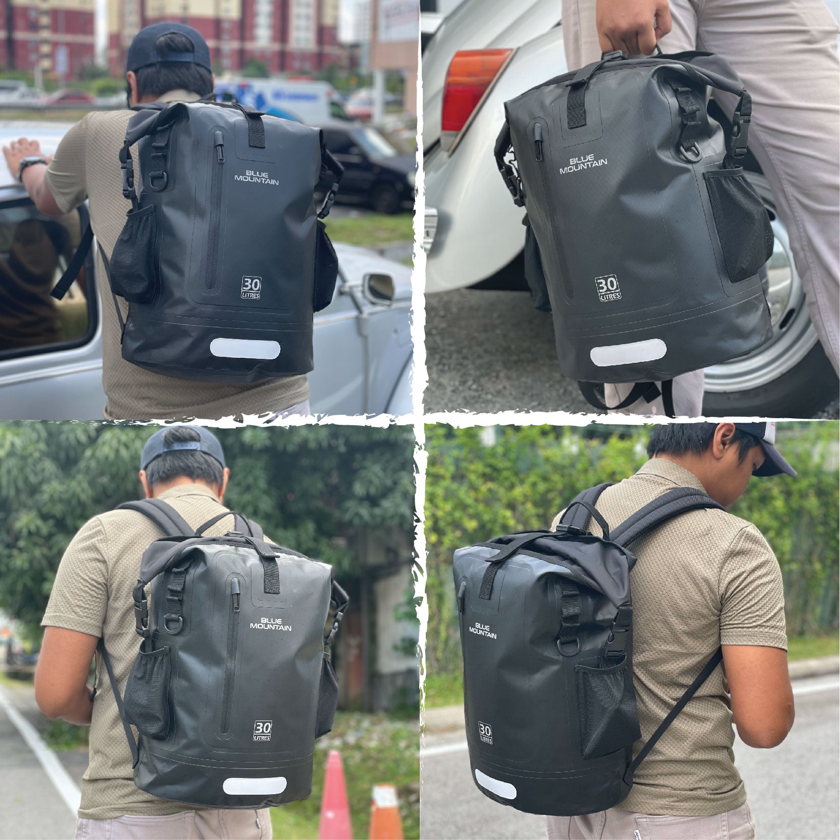 Blue Mountain AquaBlitz 30L Tarpaulin Backpack Dry Bag Outdoor Sports Splashproof Travel Laptop Bag Adjustable