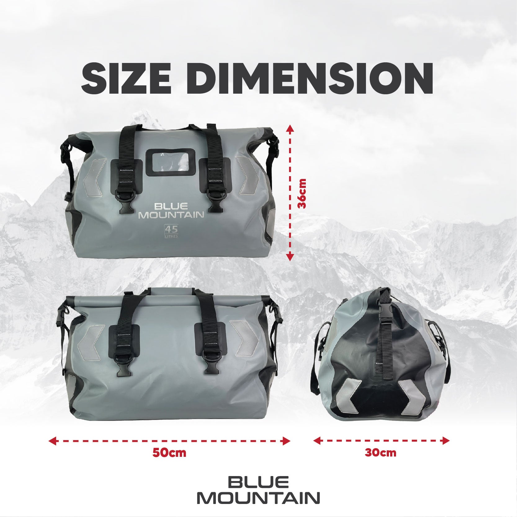 Blue Mountain DeepDive 45L Duffel Dry Bag Offshore Splashproof Travel Backpack Adjustable Shoulder Strap