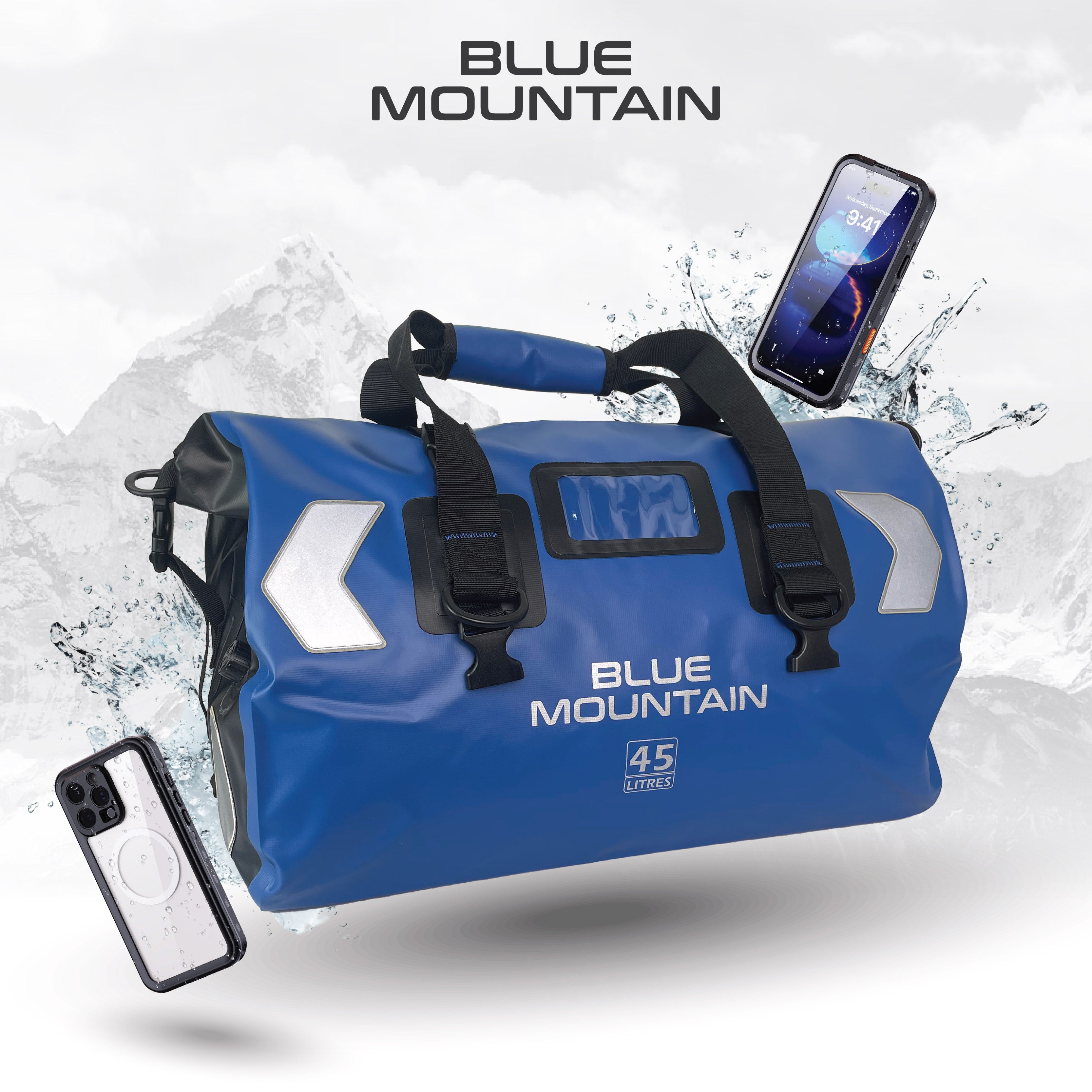 Blue Mountain DeepDive 45L Duffel Dry Bag Offshore Splashproof Travel Backpack Adjustable Shoulder Strap