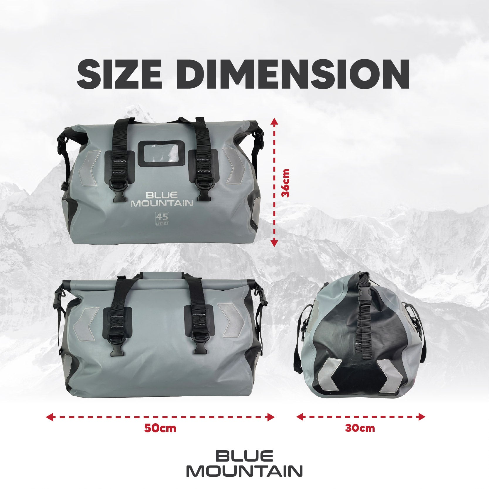 Blue Mountain DeepDive 45L Duffel Dry Bag Offshore Splashproof Travel Backpack Adjustable Shoulder Strap