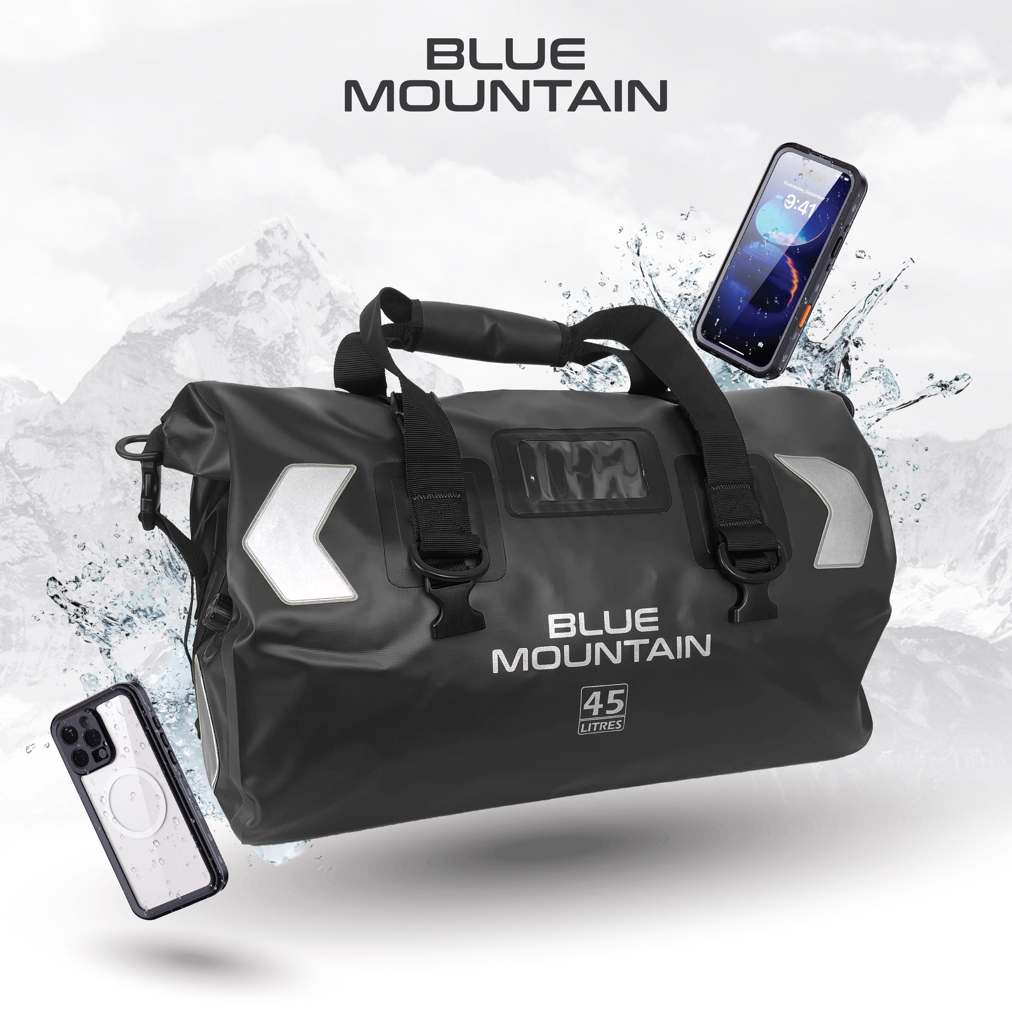 Blue Mountain DeepDive 45L Duffel Dry Bag Offshore Splashproof Travel Backpack Adjustable Shoulder Strap