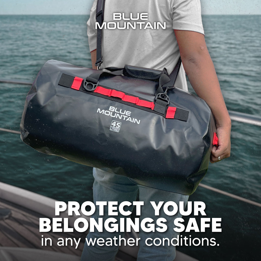 Blue Mountain AquaDuff 45L Duffel Dry Bag Offshore Splashproof Travel Backpack Adjustable Shoulder Strap