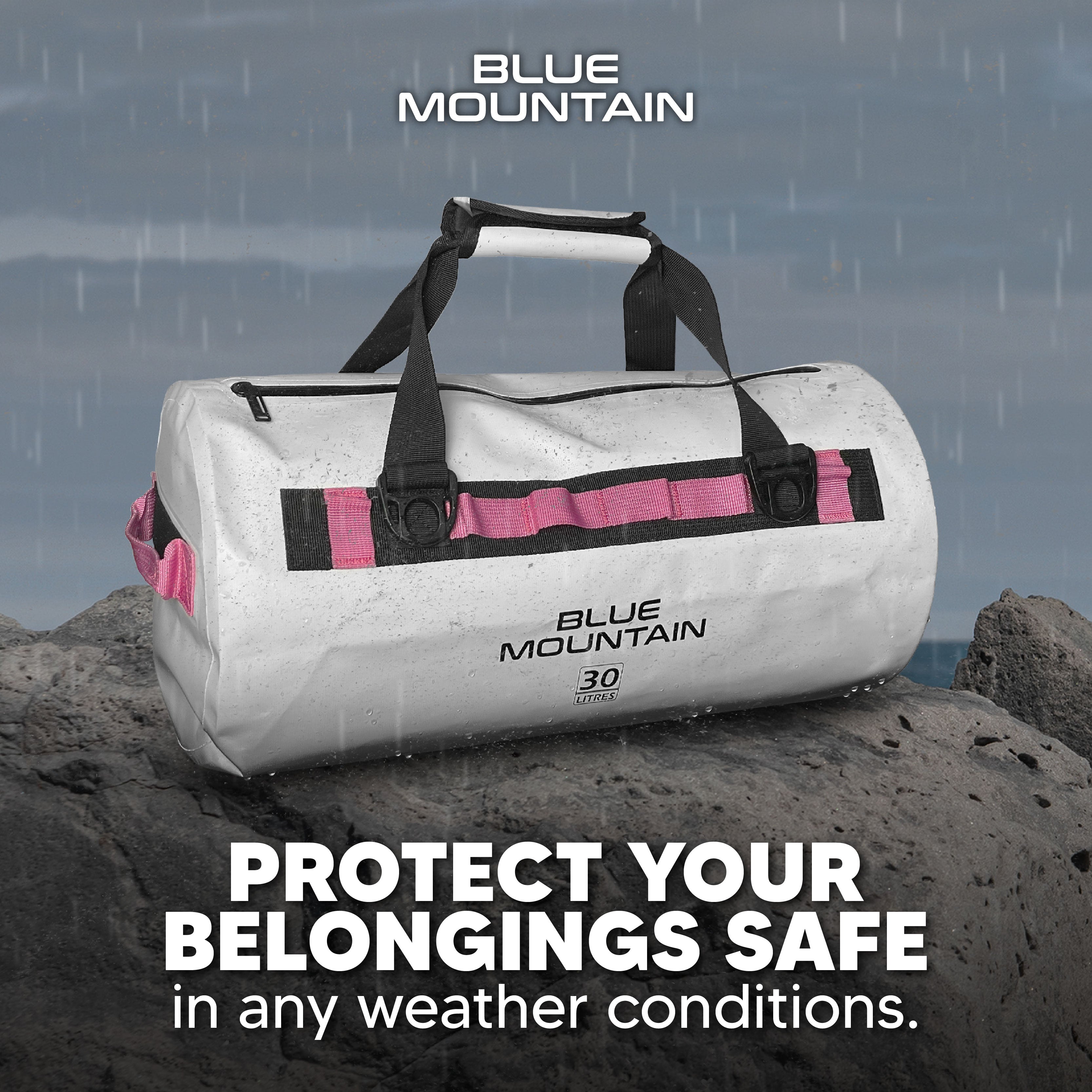 Blue Mountain AquaDuff 30L Duffel Dry Bag Offshore Splashproof Travel Backpack Adjustable Shoulder Strap