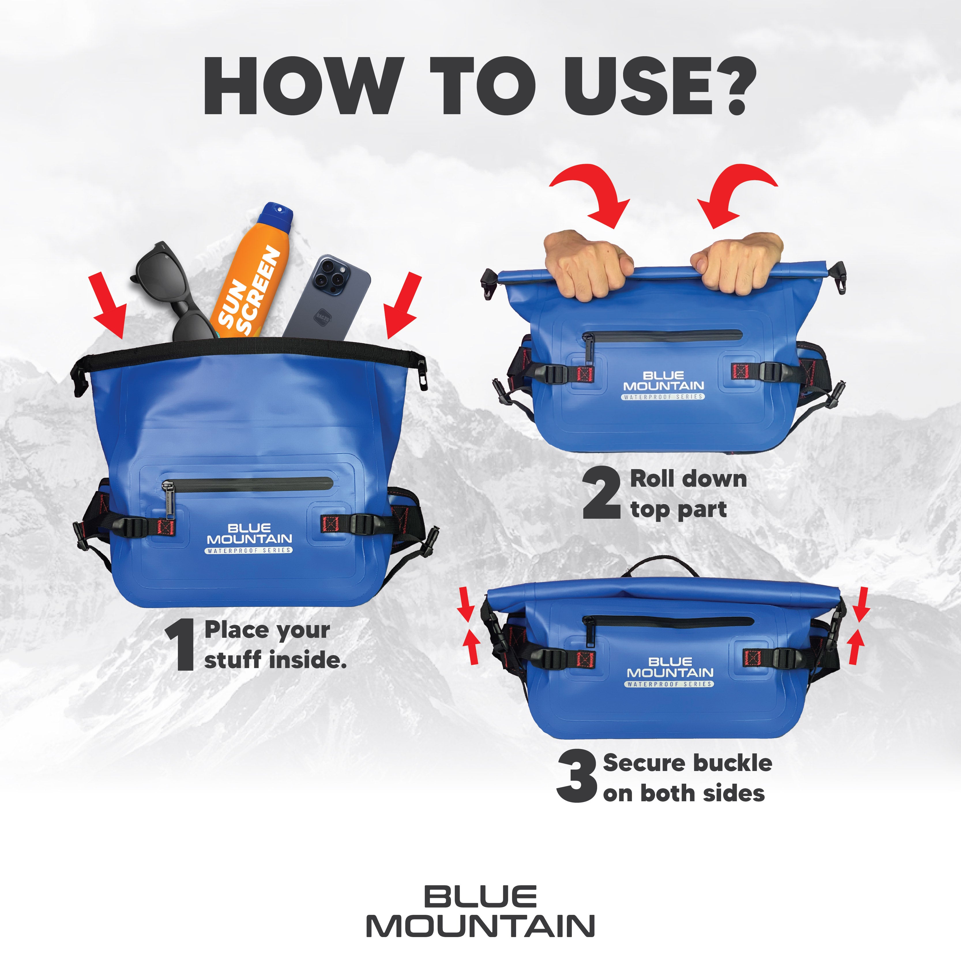 Blue Mountain WetWild 5L Dry Sling Bag Outdoor Sports Splashproof Travel Backpack Adjustable Shoulder Strap