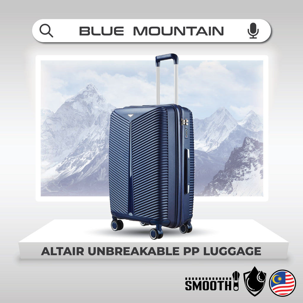 Blue Mountain 20"/24"/28" Altair UNBREAKABLE PP Expandable Luggage Hand Bag TSA Lock Hard Case Trolley Suitcases