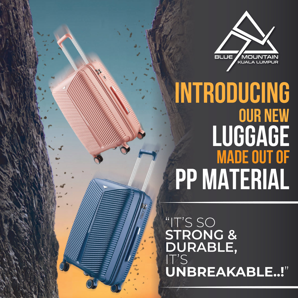 Blue Mountain 20"/24"/28" Altair UNBREAKABLE PP Expandable Luggage Hand Bag TSA Lock Hard Case Trolley Suitcases