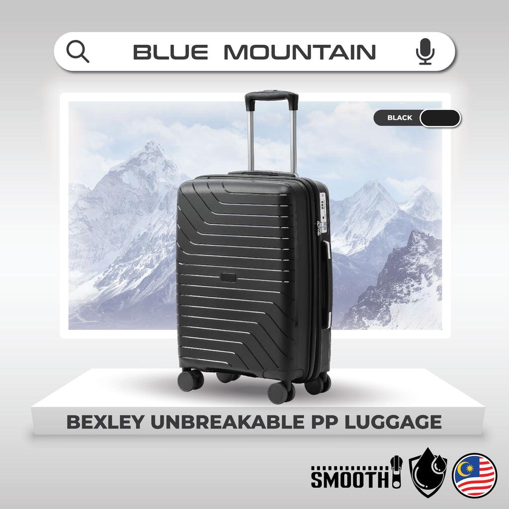 Blue Mountain 20"/24"/28" Bexley UNBREAKABLE PP Expandable Hard Case Hand Trolley Luggage Bag Suitcases with Lock