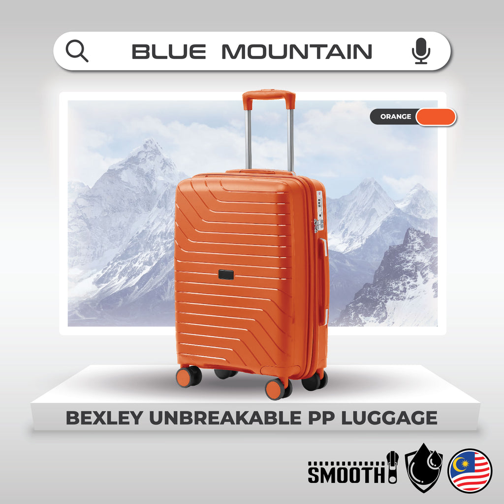 Blue Mountain 20"/24"/28" Bexley UNBREAKABLE PP Expandable Hard Case Hand Trolley Luggage Bag Suitcases with Lock