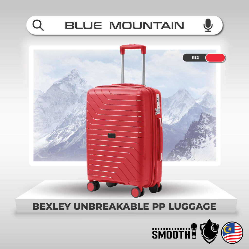 Blue Mountain 20"/24"/28" Bexley UNBREAKABLE PP Expandable Hard Case Hand Trolley Luggage Bag Suitcases with Lock