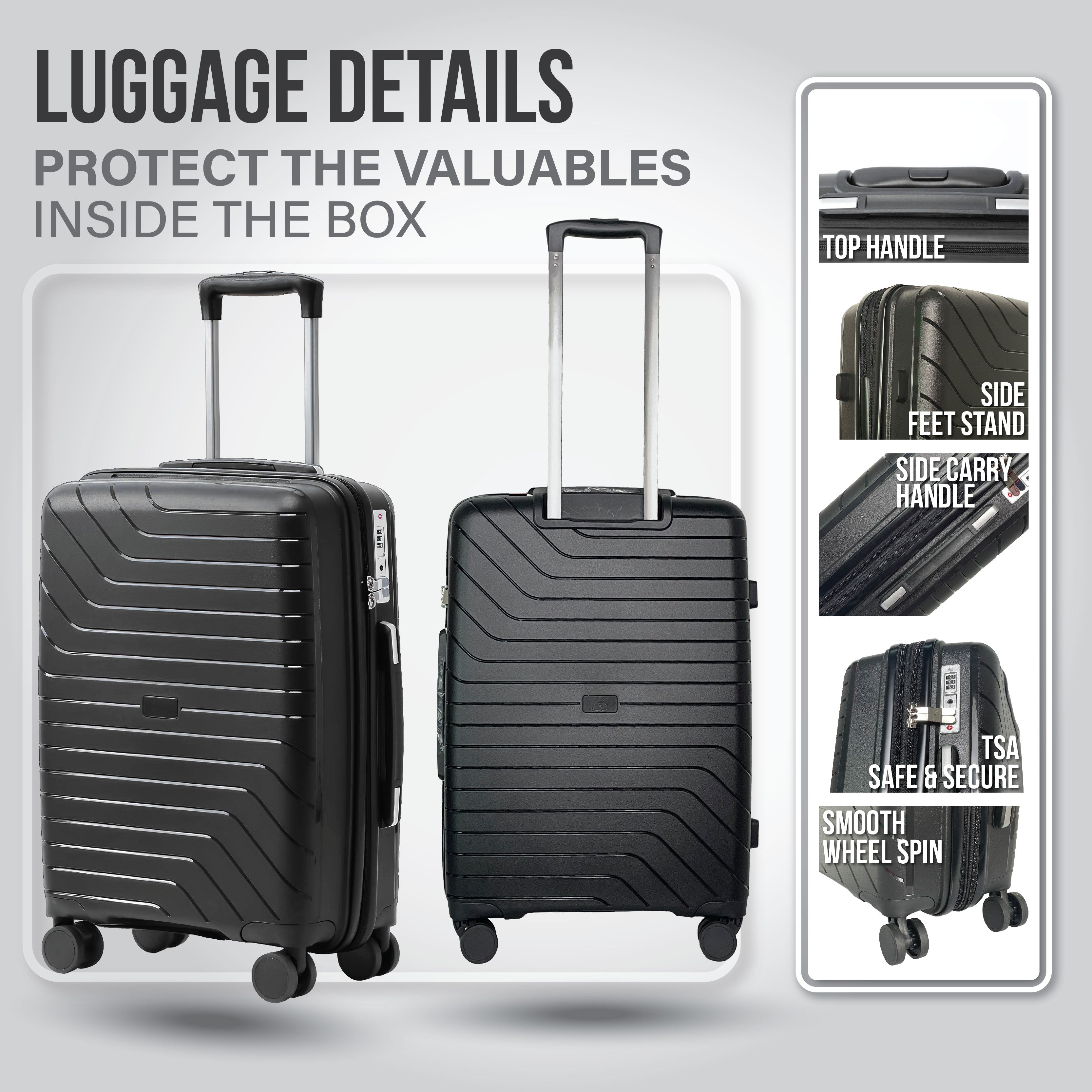 Blue Mountain 20"/24"/28" Bexley UNBREAKABLE PP Expandable Hard Case Hand Trolley Luggage Bag Suitcases with Lock