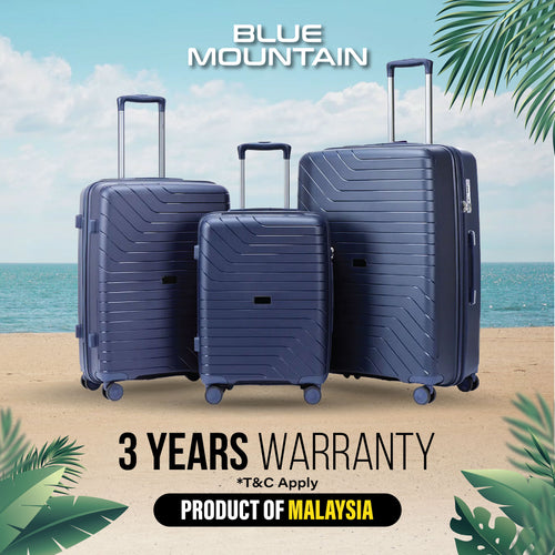 Blue Mountain 20"/24"/28" Bexley UNBREAKABLE PP Expandable Hard Case Hand Trolley Luggage Bag Suitcases with Lock