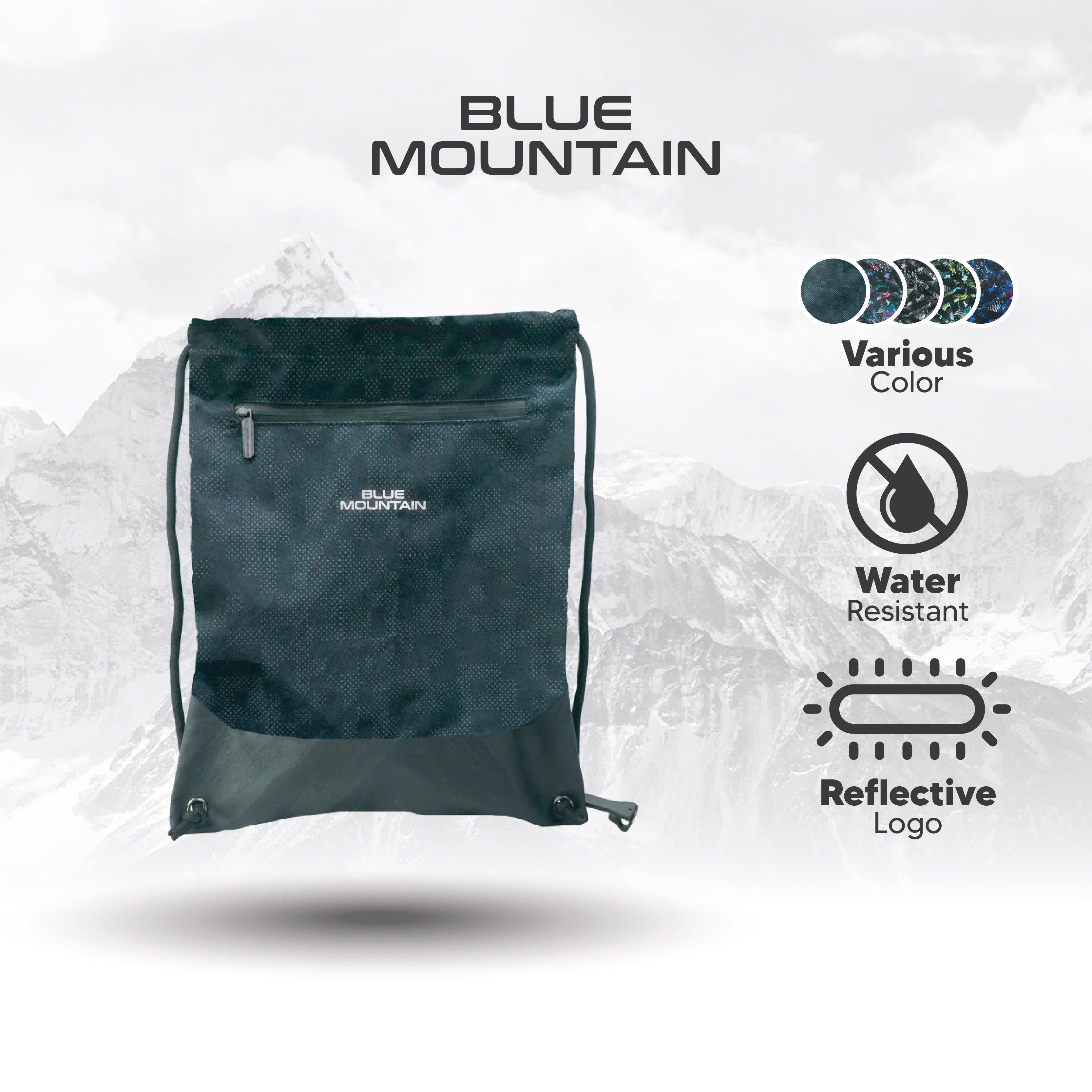 Blue Mountain Polyester Drawstring Bag