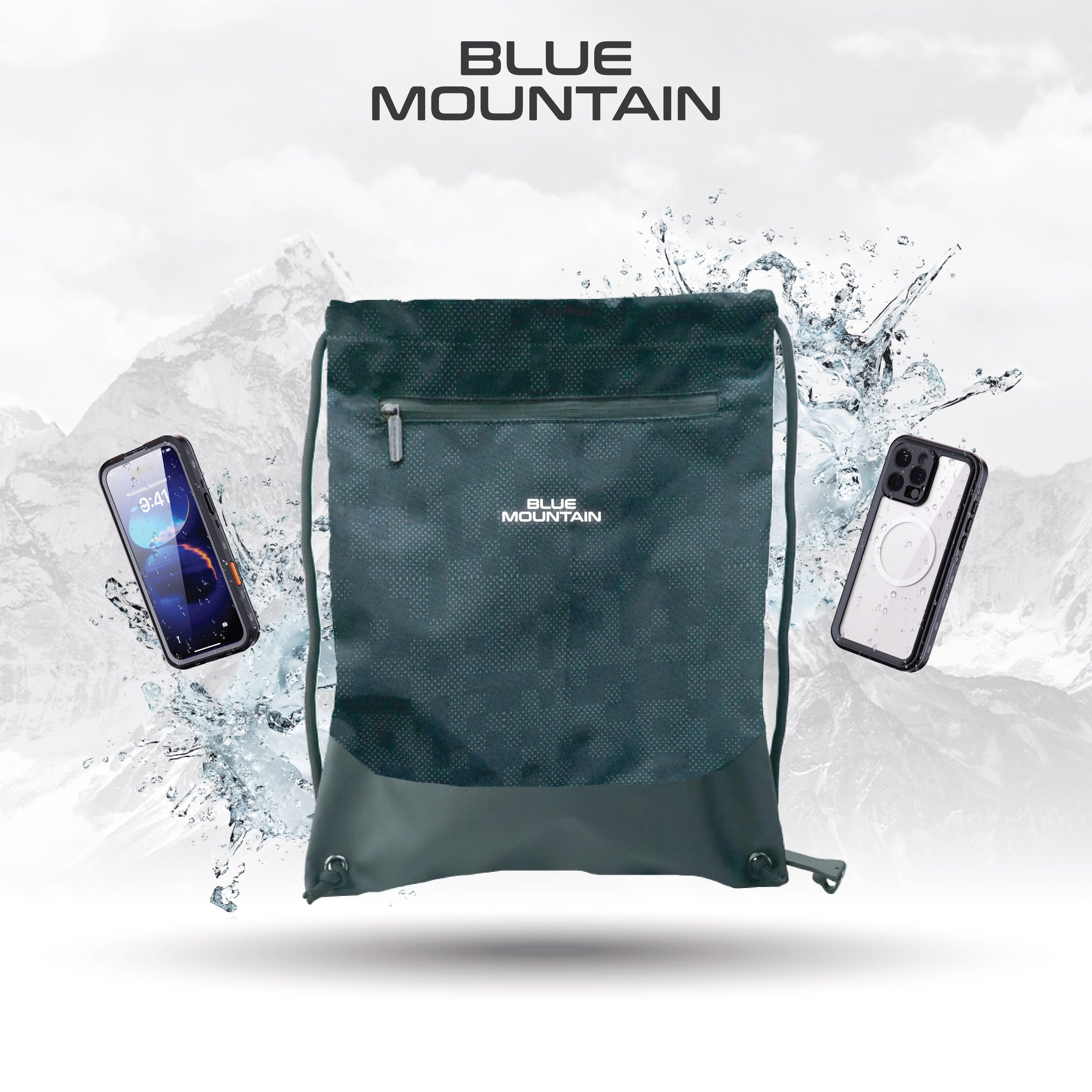 Blue Mountain Polyester Drawstring Bag
