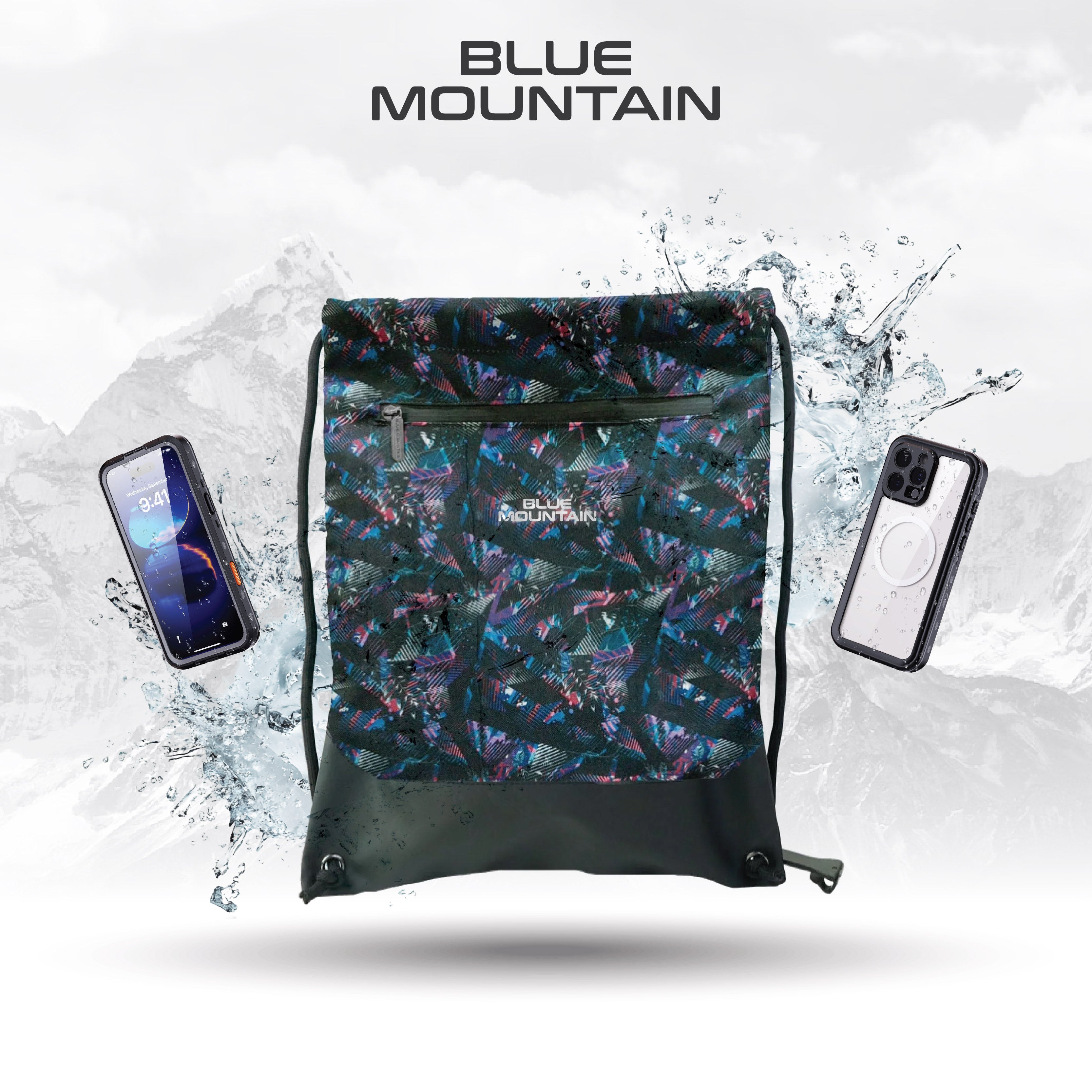 Blue Mountain Polyester Drawstring Bag
