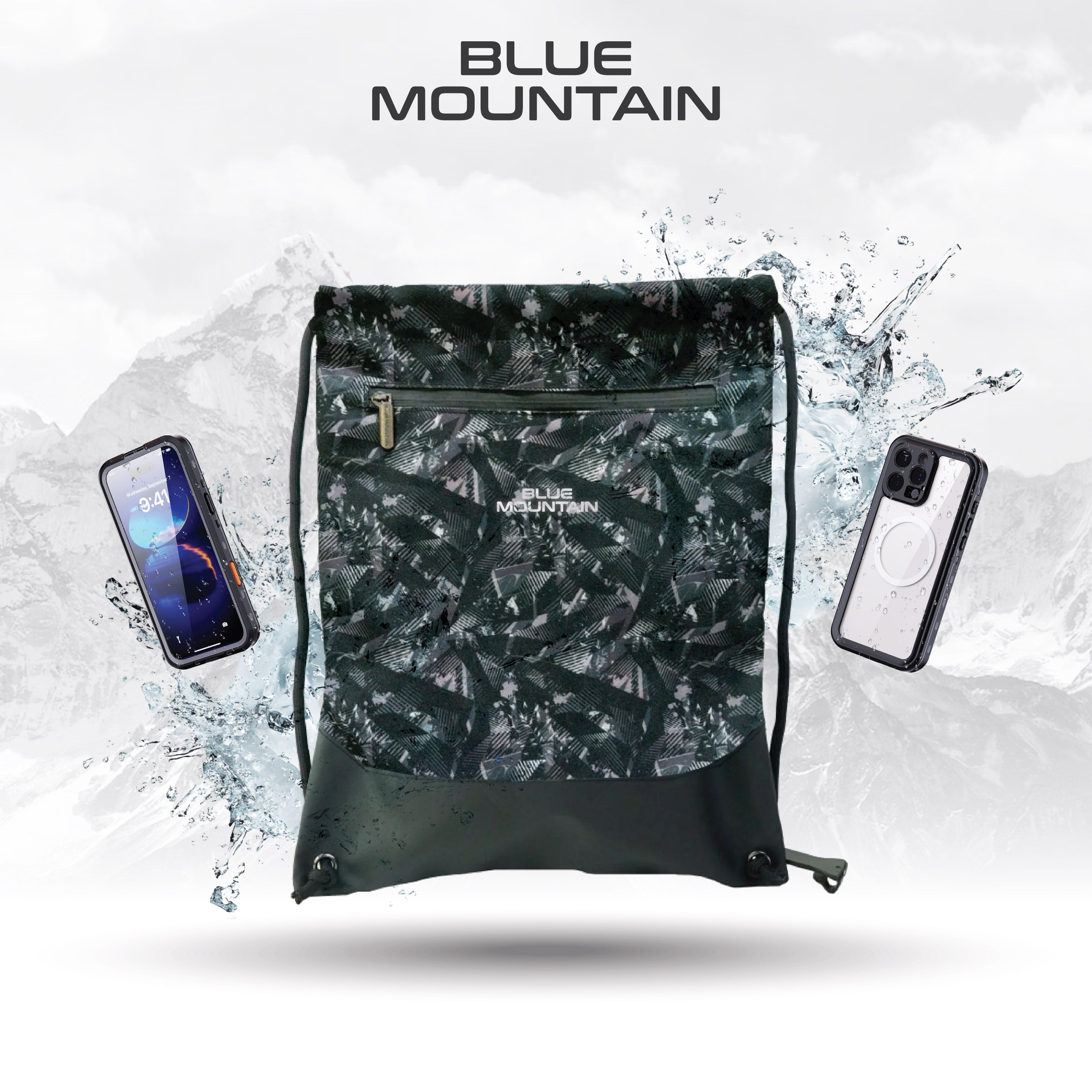 Blue Mountain Polyester Drawstring Bag