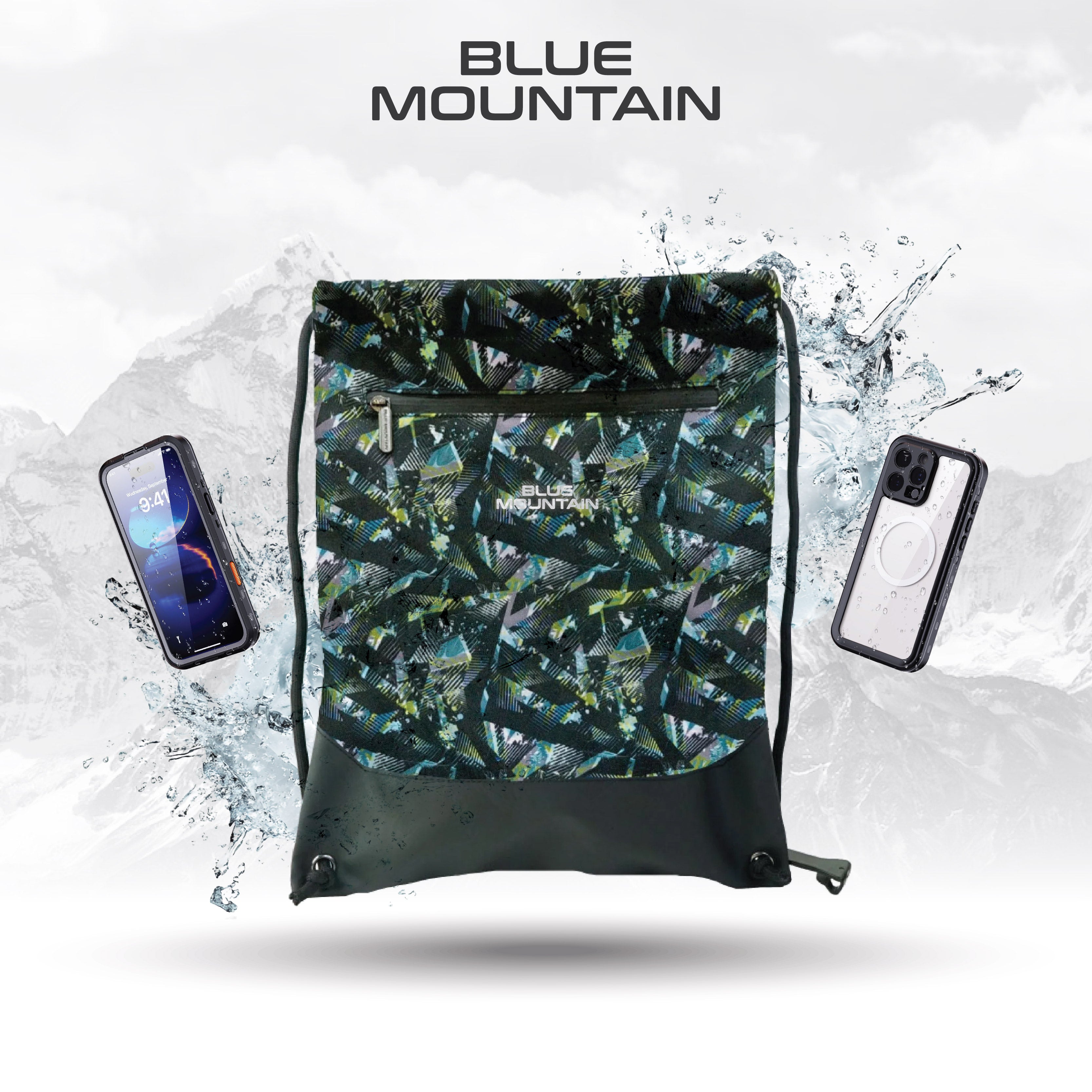 Blue Mountain Polyester Drawstring Bag
