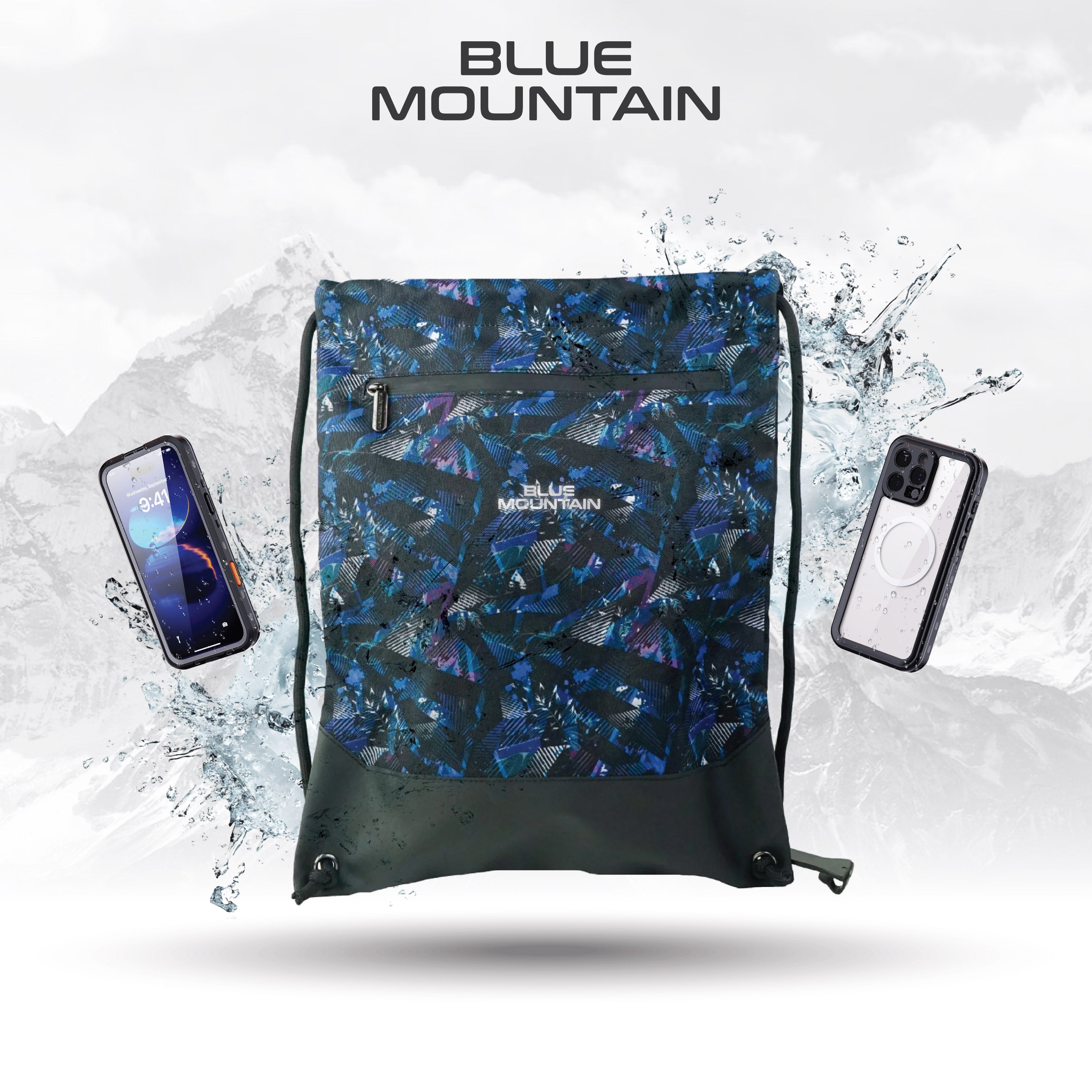Blue Mountain Polyester Drawstring Bag