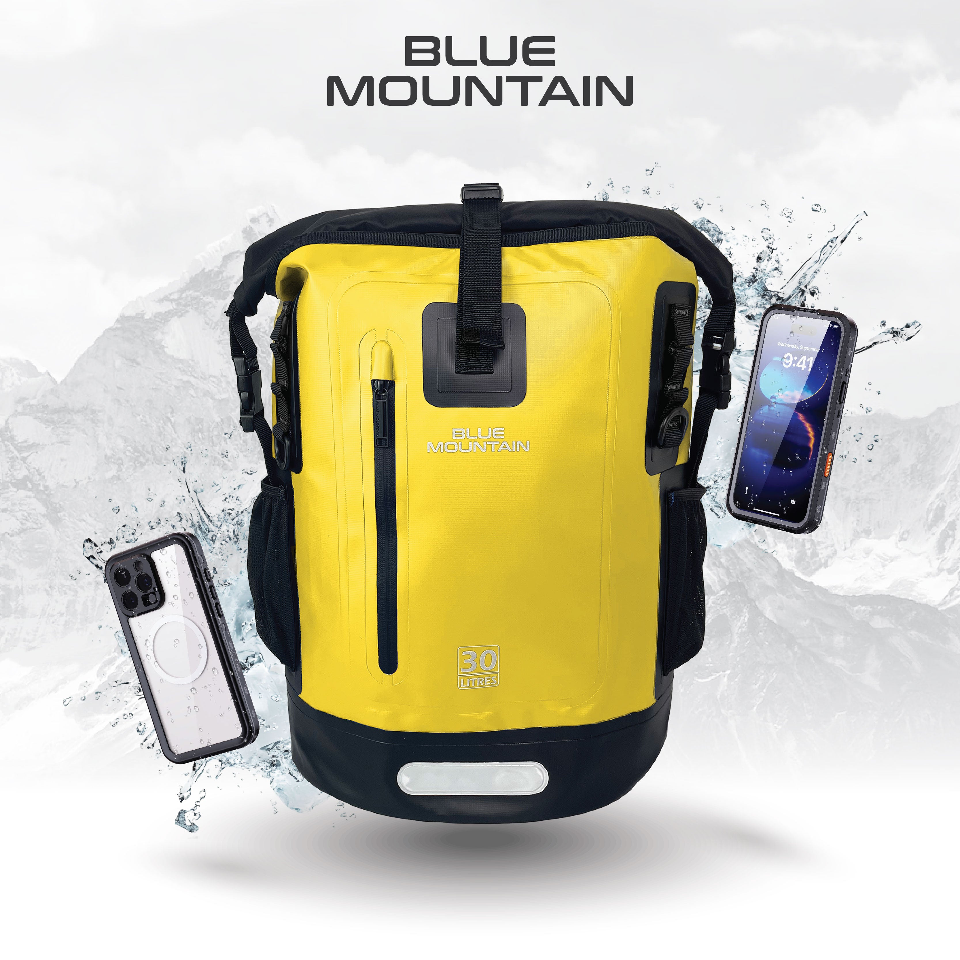 Blue Mountain AquaBlitz 30L Tarpaulin Backpack Dry Bag Outdoor Sports Splashproof Travel Laptop Bag Adjustable
