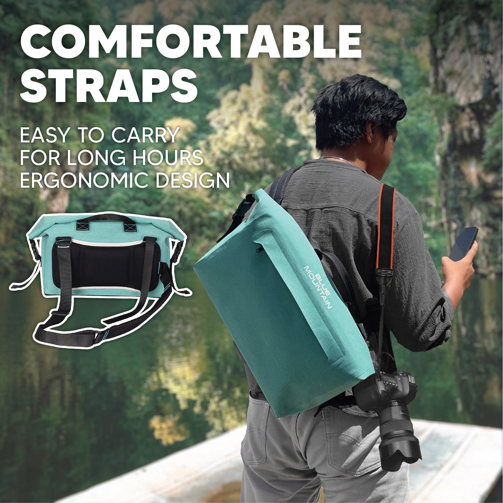 Blue Mountain OceanOdyssey 13L Dry Camera Sling Bag Outdoor Sports Splashproof Travel Big Crossbody Adjustable